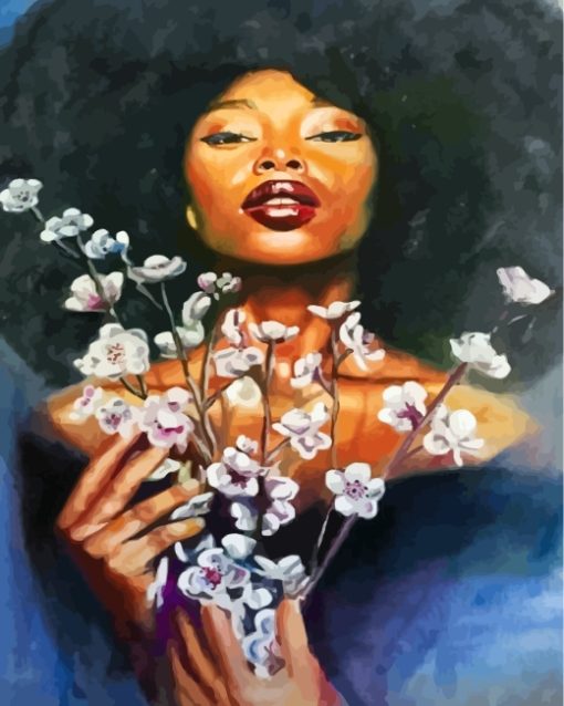 black-woman-and-flowers-paint-by-numbers