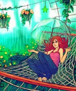 Anime Girl In Hammock Paint by Numbers