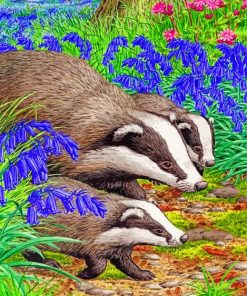 Badgers Animals Paint by numbers