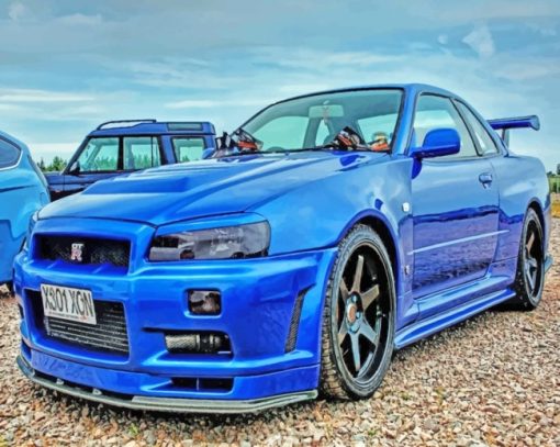 Blue-Nissan-Skyline-Gt-paint-by-numbers