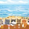 Cats In Beach Paint by numbers