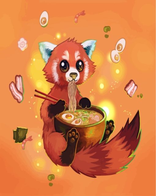 Fox Eating Noodles Paint by numbers