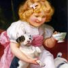 Little Girl And Puppy Paint by numbers