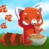 Red Panda Eating Ramen Paint by numbers