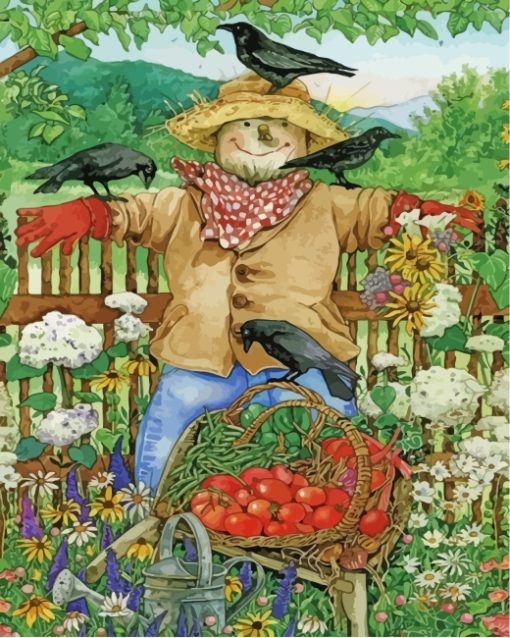 Scarecrow And Crows Paint by numbers
