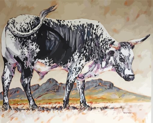 Black And White Nguni Cattle Paint by numbers