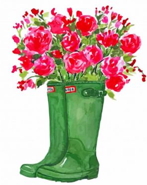 green-boots-and -flowers-paint-by-number