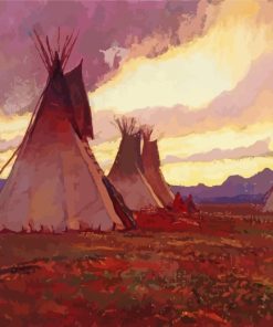 teepees-At-Sunset-paint-by-numbers