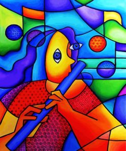 Abstract Flute Player Paint By Number