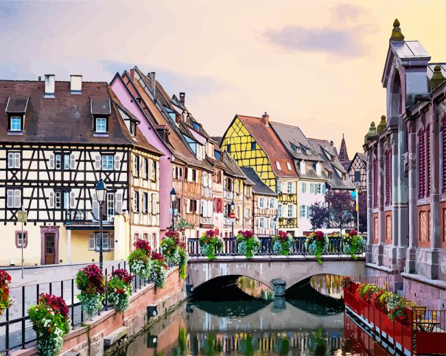 Alsace France Buildings paint by numbers