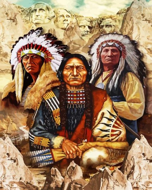 American Indigenous Men Paint By Numbers