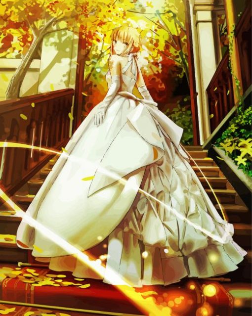 Anime Girl Wearing Ball Gown paint by numbers