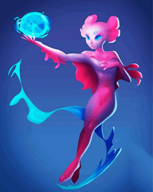 Axolotl Woman paint by numbers