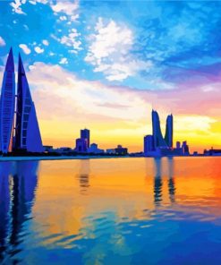 Bahrain Skyline Reflection Paint By Number
