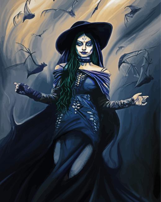 Bat Witch paint by numbers
