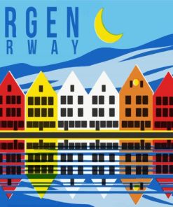 Bergen Norway Buildings paint by numbers