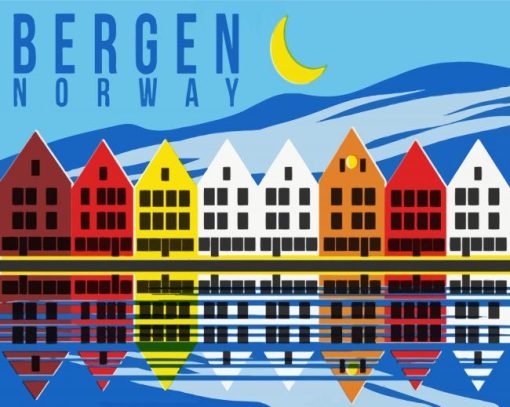 Bergen Norway Buildings paint by numbers