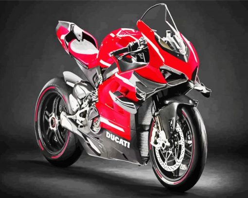 Black And Red Ducati Racing Motorcycle Paint By Number