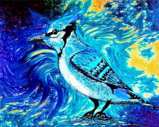 Blue Jay Bird Art paint by numbers