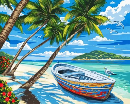 Boat At The Beach Paint By Number