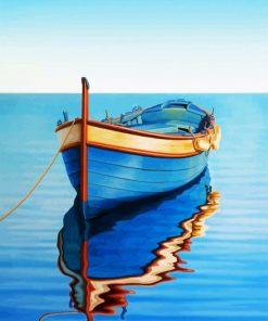 Blue Boat In The Ocean Paint By Number