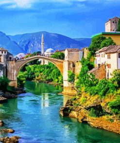 Bosnia and Herzegovina Mostar paint by numbers