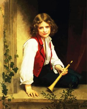 Boy With Flute Paint By Numbe