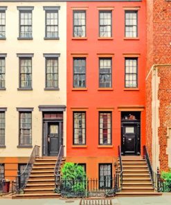 Building Front of a New York Brownstone Apartment paint by numbers