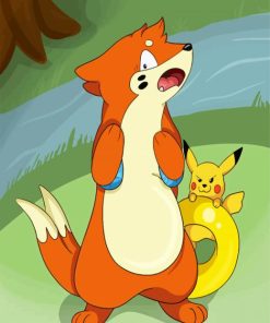 Buizel And Pikachu paint by numbers