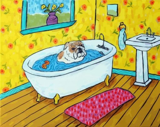 Bulldog in Tub paint by numbers