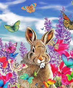 Bunny and Butterflies paint by numbers