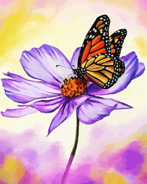 Butterfly On Cosmos Flower Paint By Number