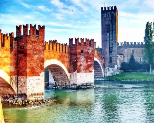 Castelvecchio Bridge Verona paint by numbers