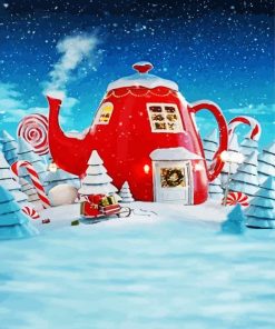 Christmas Kettle House paint by numbers