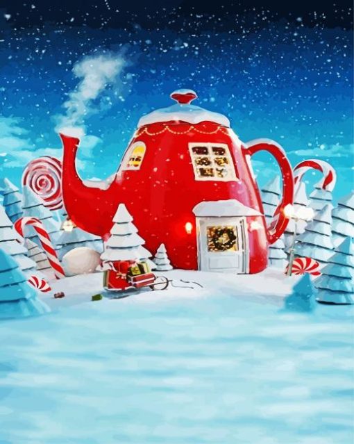 Christmas Kettle House paint by numbers
