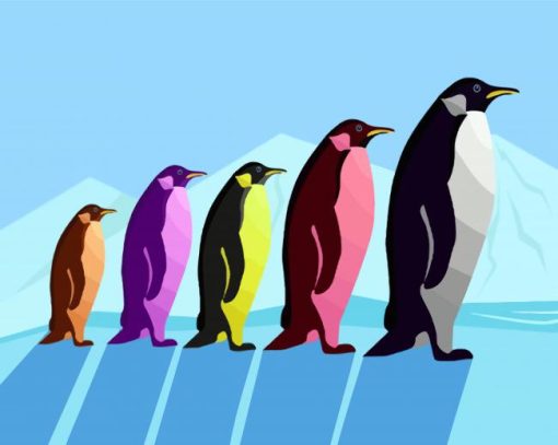 Colored Penguins Paint By Number