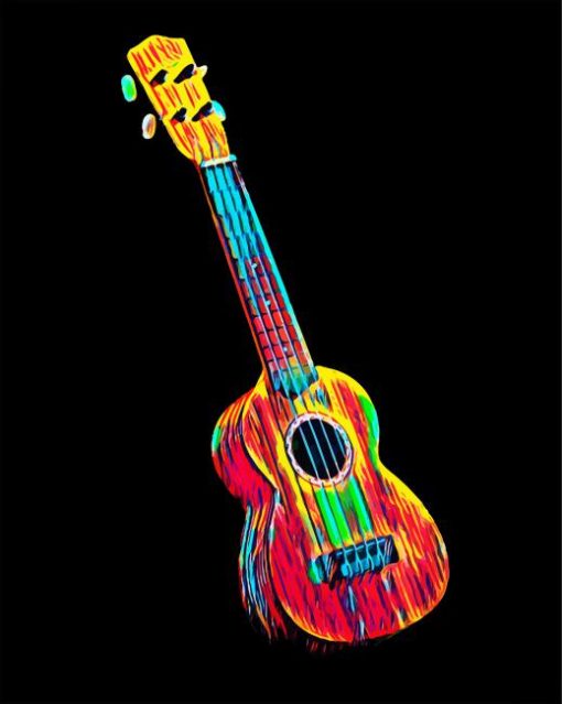 Colorful Ukulele Guitar paint by numbers