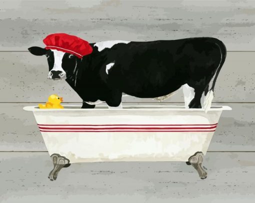 Cow in Tub paint by numbers