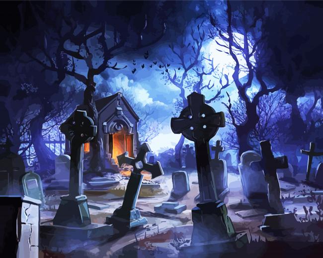 Creepy Graveyard Paint By Number