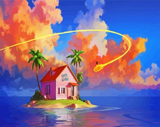 Dragon Ball Kame House paint by numbers