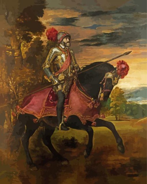 Equestrian Portrait Of Charles V By Tiziano Paint By Number