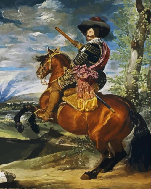 Equestrian Portrait Of The Count Duke Of Olivares Velazquez Paint By Number