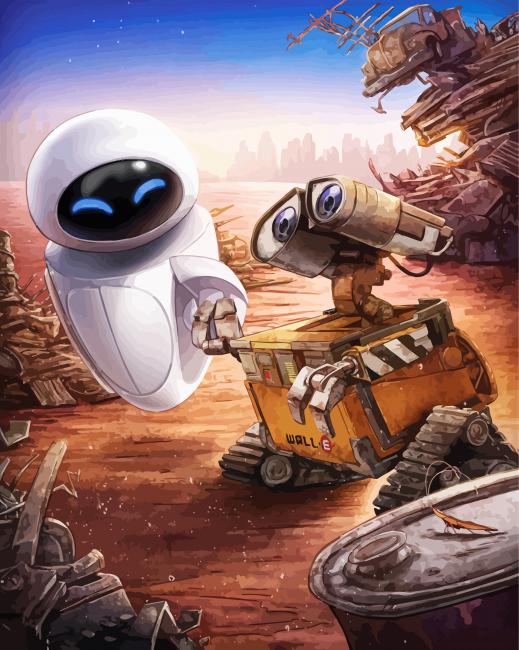 Eve And Wall E Robots paint by numbers