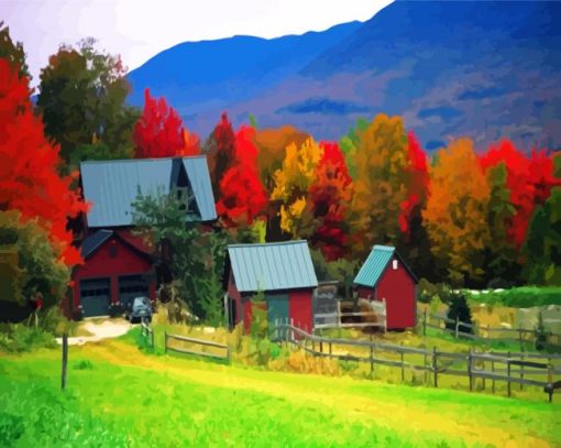 Fall in Vermont paint by numbers