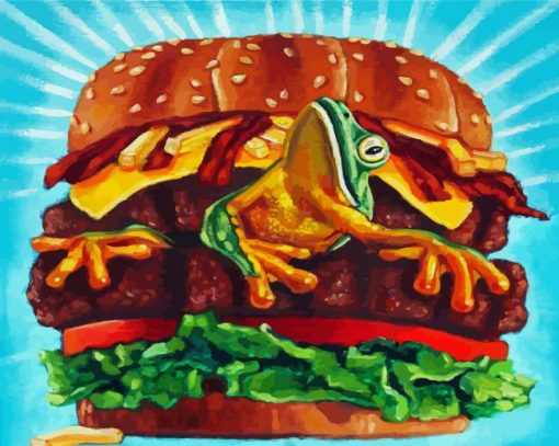 Frog In Burger paint by numbers