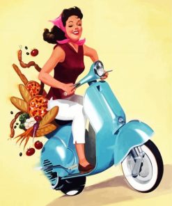 Girl Riding Scooter paint by numbers