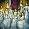 Girls Wearing Ball Gown Dresses paint by numbers