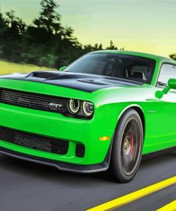 Green Dodge Challenger Hellcat Car paint by numbers