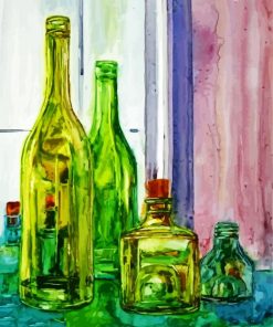 Green Glass Bottles paint by numbers