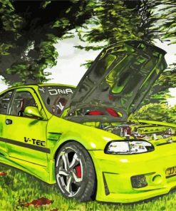 Green Honda Civic Car Art paint by numbers